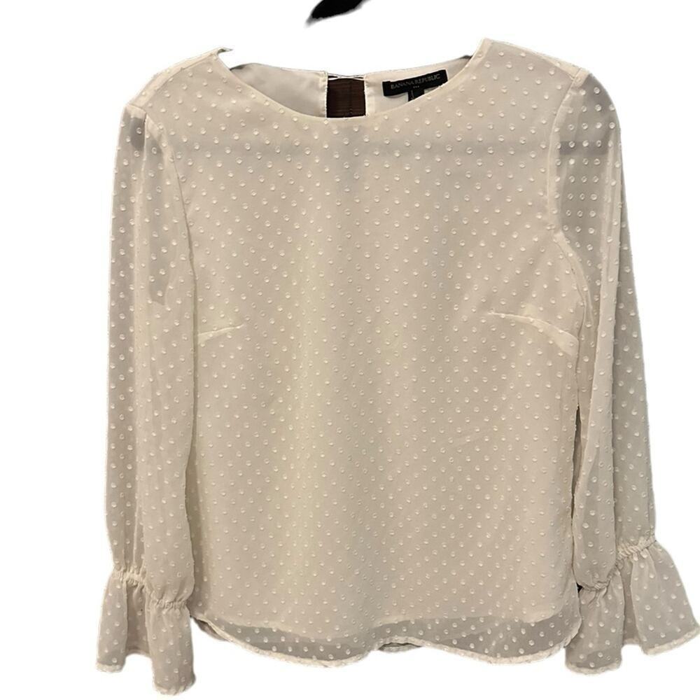 Cream Banana Republic Long Sleeve Blouse